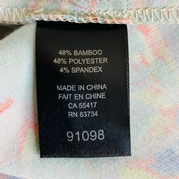 CLAIRE DESJARDINS Shirt Dress Tab Sleeve Abstract Floral Popover Bamboo Blend XL - Picture 12 of 14